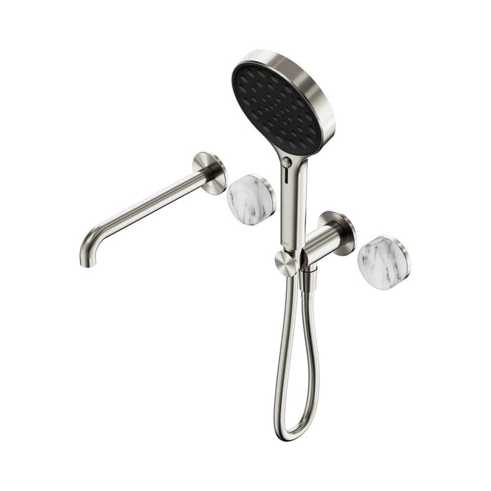 Nero Serenity Progressive Shower System With Spout And Hand Shower - Arabescato Corchia Handle