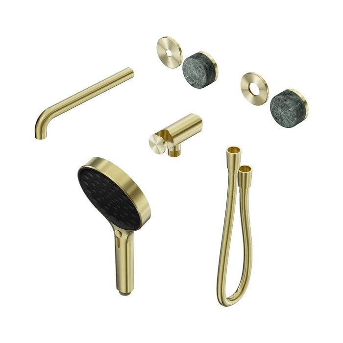 Nero Serenity Progressive Shower System With Spout And Hand Shower - Verde Alpi Handle