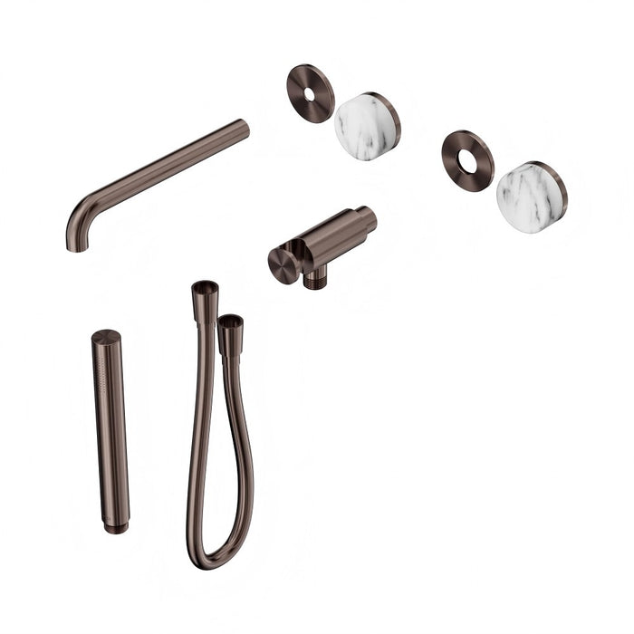Nero Serenity Progressive Shower System With Spout And Slim Shower - Arabescato Corchia Handle