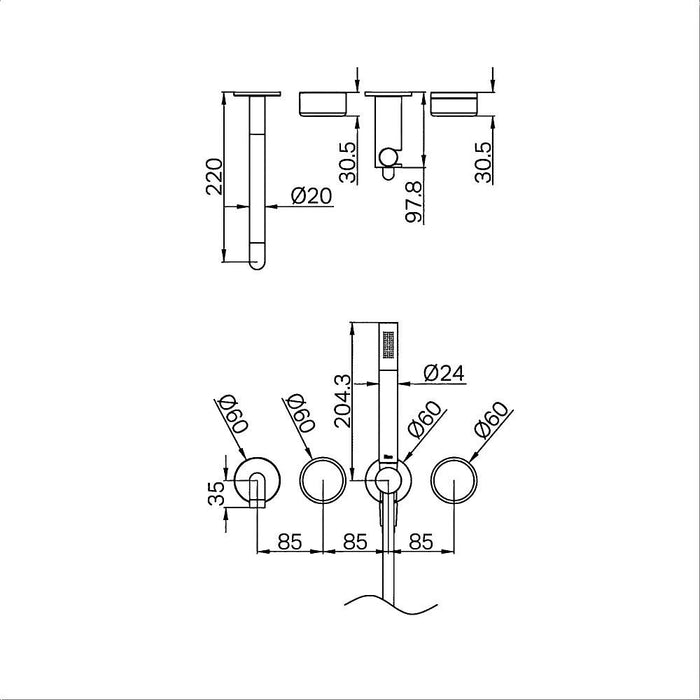 Nero Serenity Progressive Shower System With Spout And Slim Shower - Carrara Handle