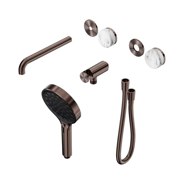 Nero Serenity Progressive Shower System With Spout And Hand Shower - Arabescato Corchia Handle