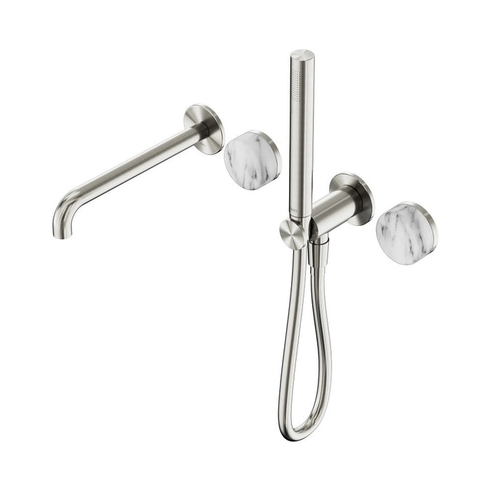 Nero Serenity Progressive Shower System With Spout And Slim Shower - Arabescato Corchia Handle