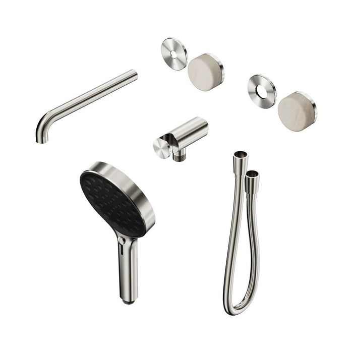 Nero Serenity Progressive Shower System With Spout And Hand Shower - Rome Travertine Handle