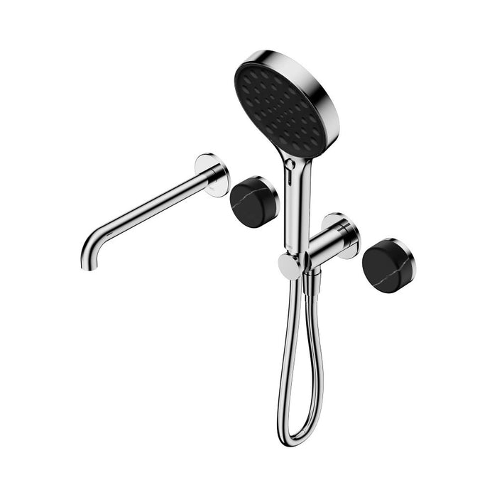 Nero Serenity Progressive Shower System With Spout And Hand Shower - Marquina Black Handle