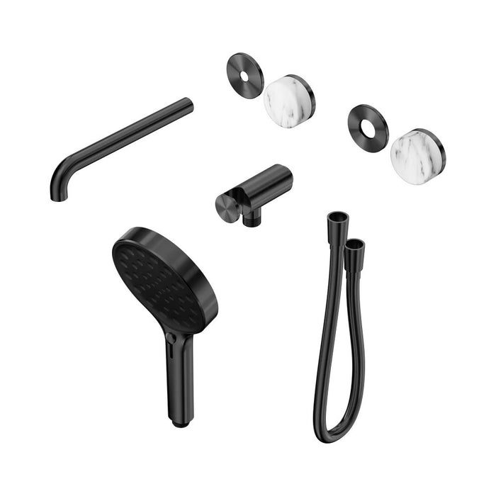 Nero Serenity Progressive Shower System With Spout And Hand Shower - Arabescato Corchia Handle