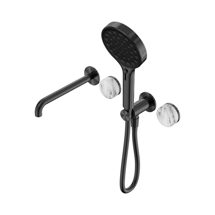Nero Serenity Progressive Shower System With Spout And Hand Shower - Arabescato Corchia Handle
