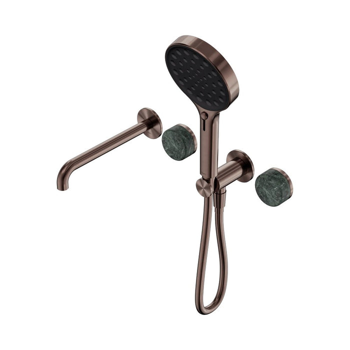 Nero Serenity Progressive Shower System With Spout And Hand Shower - Verde Alpi Handle