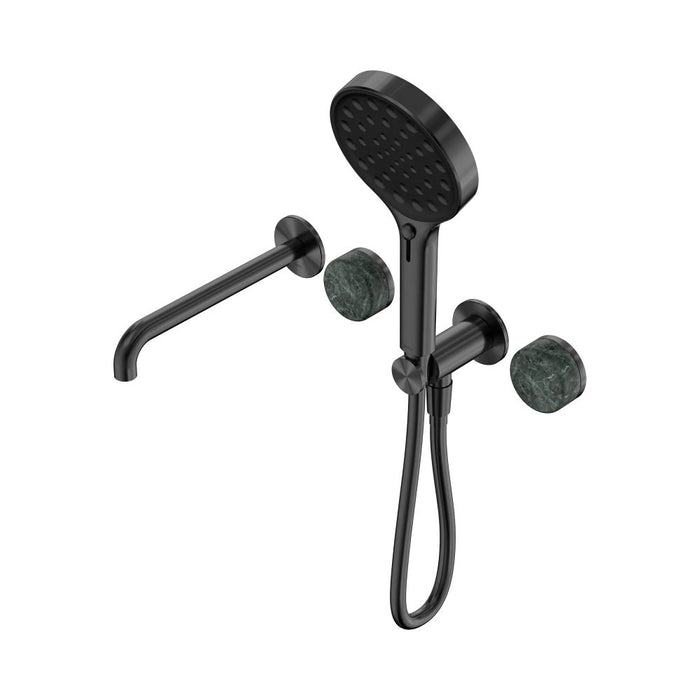 Nero Serenity Progressive Shower System With Spout And Hand Shower - Verde Alpi Handle