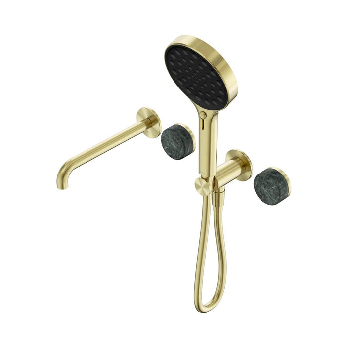 Nero Serenity Progressive Shower System With Spout And Hand Shower - Verde Alpi Handle
