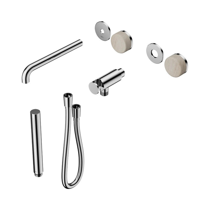 Nero Serenity Progressive Shower System With Spout And Slim Shower - Rome Travertine Handle
