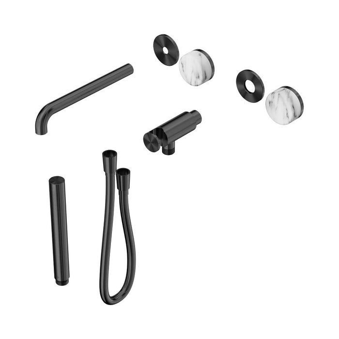 Nero Serenity Progressive Shower System With Spout And Slim Shower - Arabescato Corchia Handle