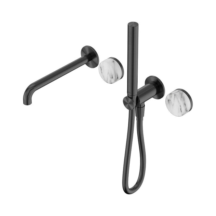 Nero Serenity Progressive Shower System With Spout And Slim Shower - Arabescato Corchia Handle
