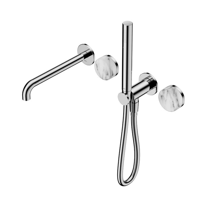 Nero Serenity Progressive Shower System With Spout And Slim Shower - Arabescato Corchia Handle