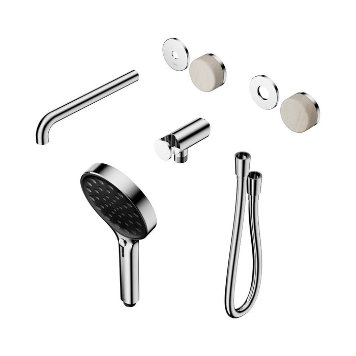 Nero Serenity Progressive Shower System With Spout And Hand Shower - Rome Travertine Handle