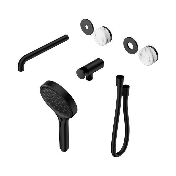 Nero Serenity Progressive Shower System With Spout And Hand Shower - Arabescato Corchia Handle