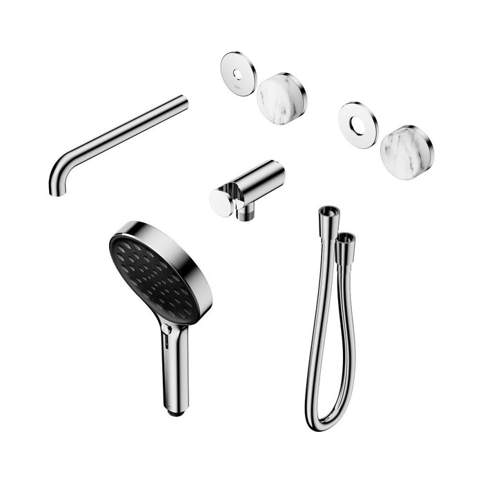 Nero Serenity Progressive Shower System With Spout And Hand Shower - Arabescato Corchia Handle