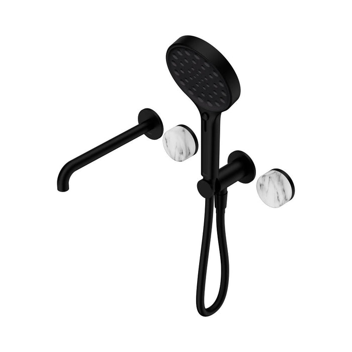 Nero Serenity Progressive Shower System With Spout And Hand Shower - Arabescato Corchia Handle