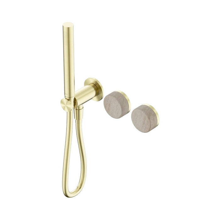 Nero Serenity Progressive Shower System And Slim Shower - Rome Travertine Handle