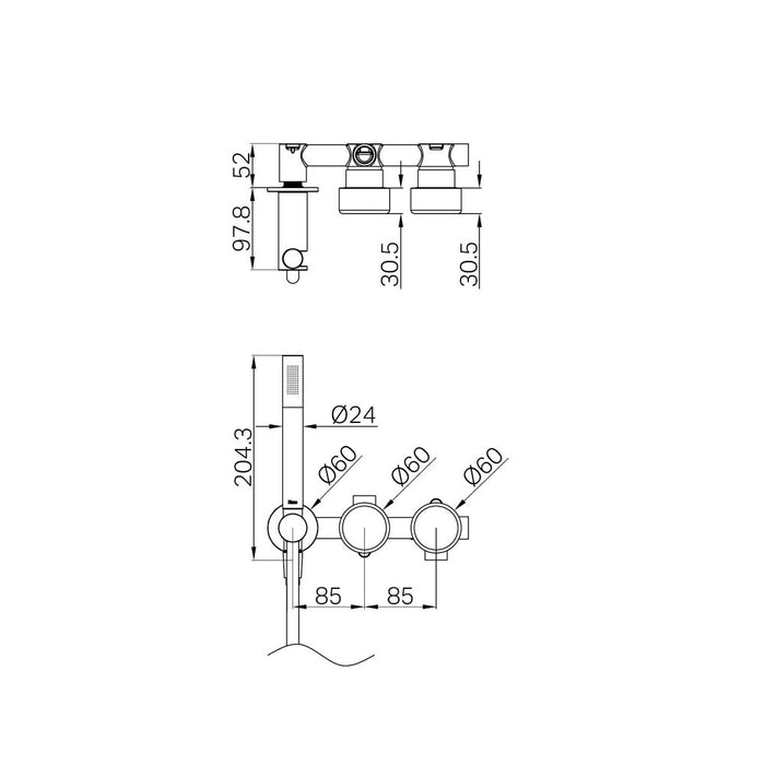 Nero Serenity Progressive Shower System And Slim Shower - Arabescato Corchia Handle