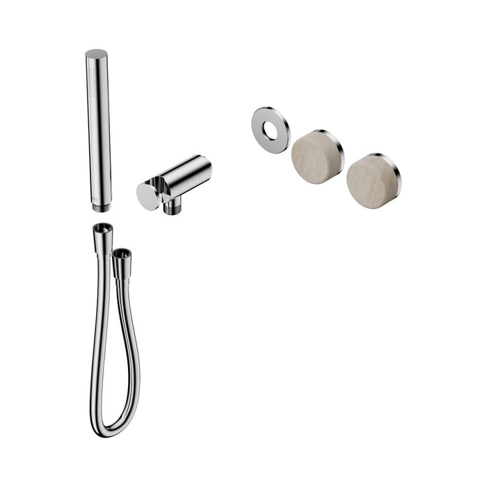 Nero Serenity Progressive Shower System And Slim Shower - Rome Travertine Handle