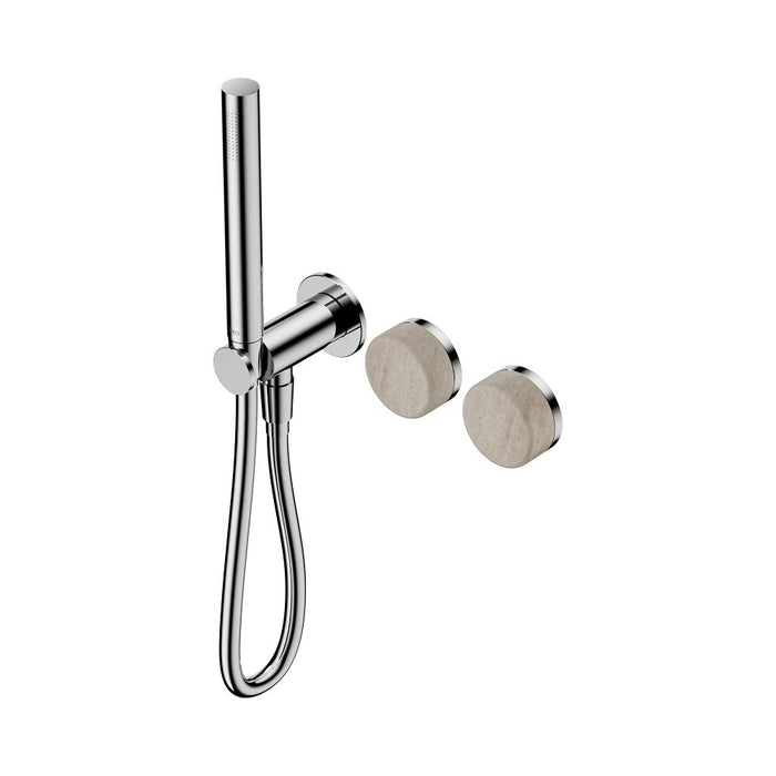 Nero Serenity Progressive Shower System And Slim Shower - Rome Travertine Handle
