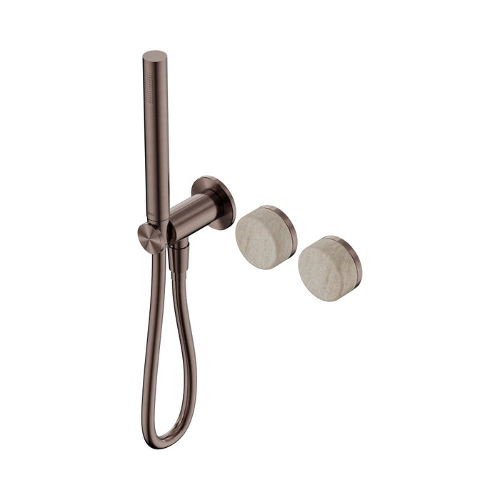 Nero Serenity Progressive Shower System And Slim Shower - Rome Travertine Handle