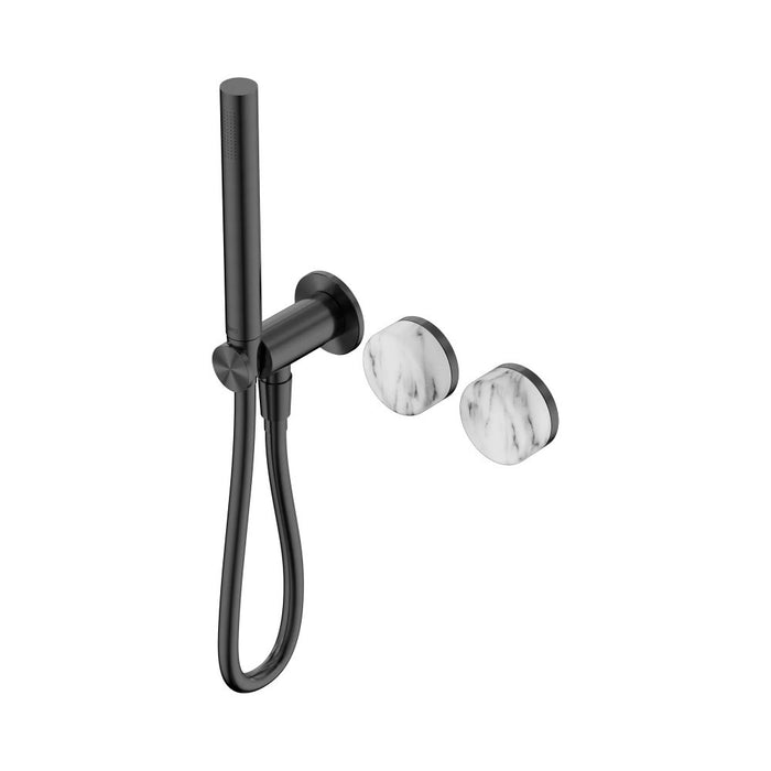 Nero Serenity Progressive Shower System And Slim Shower - Arabescato Corchia Handle