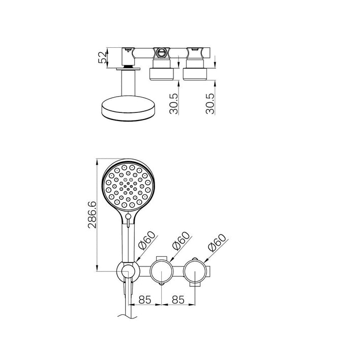 Nero Serenity Progressive Shower System And Hand Shower - Rome Travertine Handle