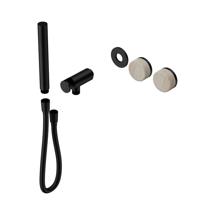 Nero Serenity Progressive Shower System And Slim Shower - Rome Travertine Handle