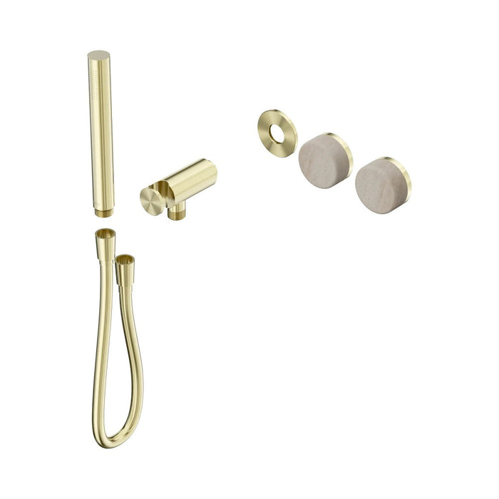 Nero Serenity Progressive Shower System And Slim Shower - Rome Travertine Handle