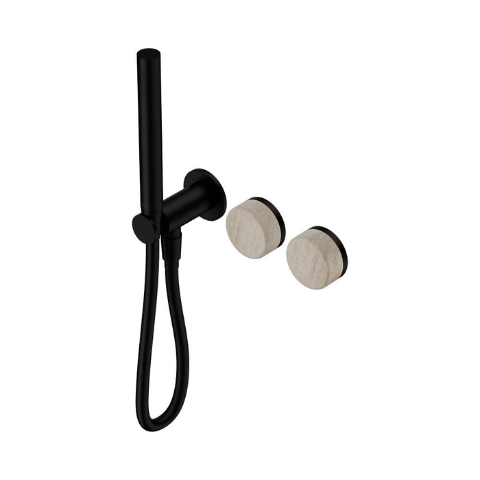 Nero Serenity Progressive Shower System And Slim Shower - Rome Travertine Handle