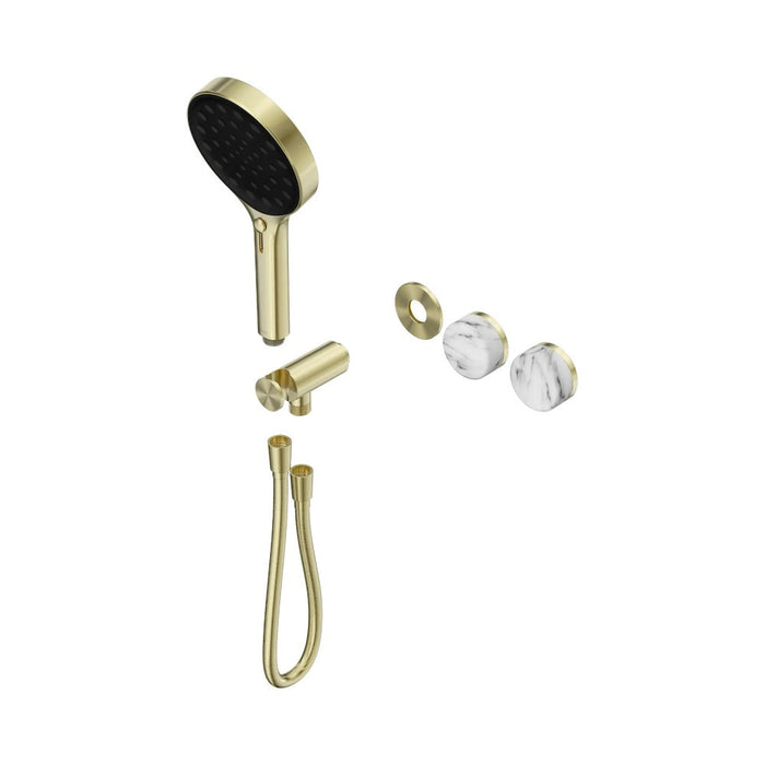 Nero Serenity Progressive Shower System And Hand Shower - Arabescato Corchia Handle