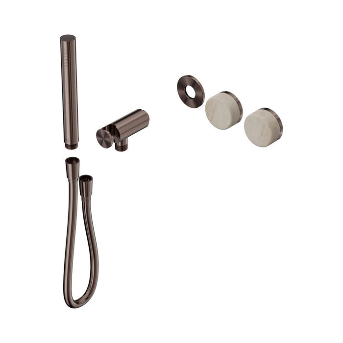 Nero Serenity Progressive Shower System And Slim Shower - Rome Travertine Handle