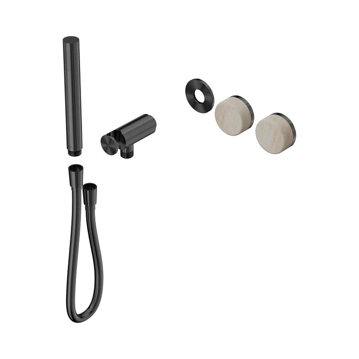 Nero Serenity Progressive Shower System And Slim Shower - Rome Travertine Handle