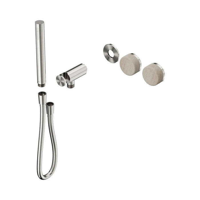 Nero Serenity Progressive Shower System And Slim Shower - Rome Travertine Handle