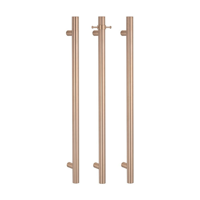 950*40mm Radiant 304 Stainless Steel Vertical Single Round Heated Towel Rail