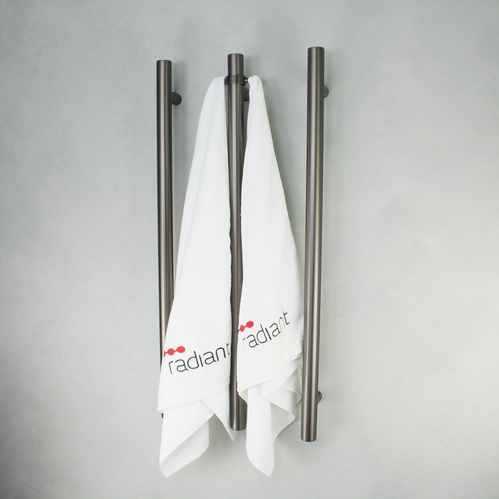 950*40mm Radiant 304 Stainless Steel Vertical Single Round Heated Towel Rail