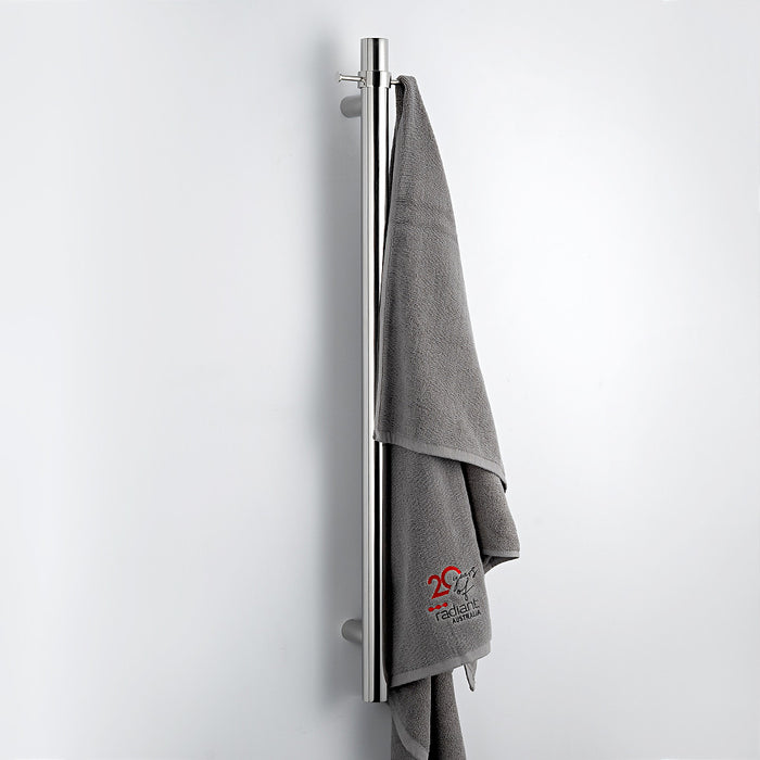 950*40mm Radiant 304 Stainless Steel Vertical Single Round Heated Towel Rail