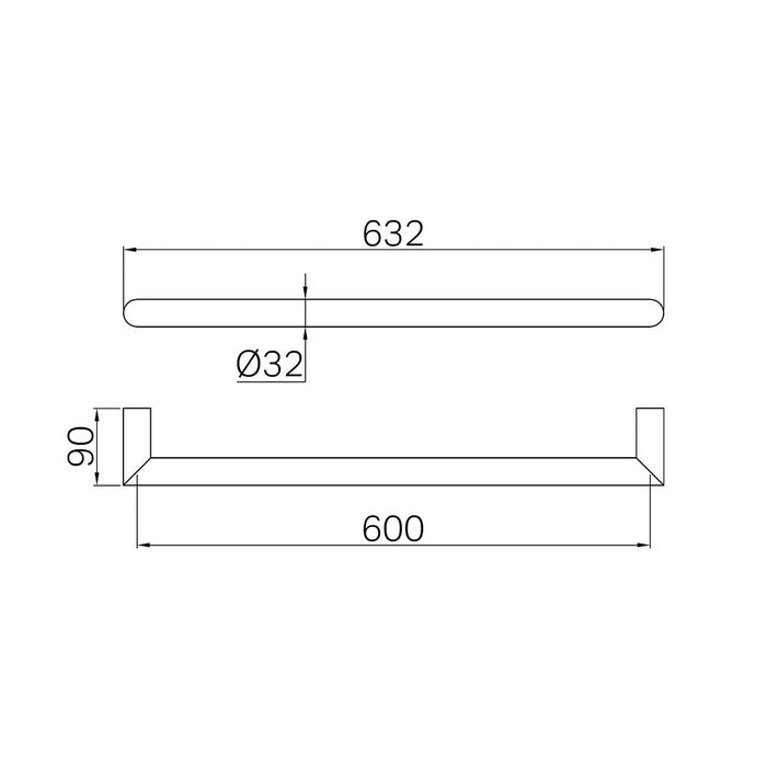 600mm Nero Mecca 240V Stainless Steel Round Single Heated Towel Rail