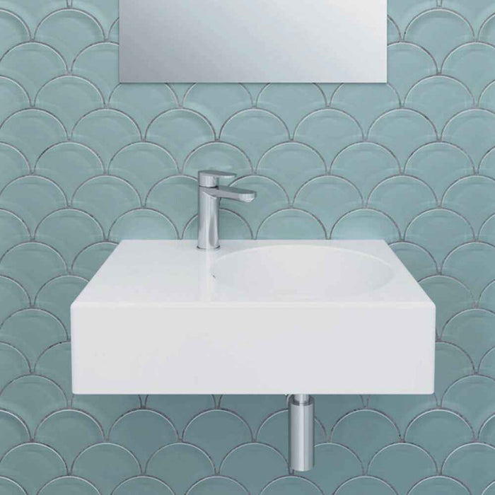 600*425*150mm Fienza Reba Gloss White Ceramic Rectangle Wall Hung Basin