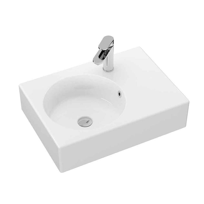 600*425*150mm Fienza Reba Gloss White Ceramic Rectangle Wall Hung Basin