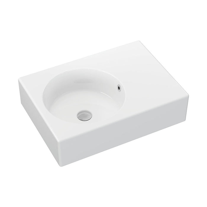 600*425*150mm Fienza Reba Gloss White Ceramic Rectangle Wall Hung Basin