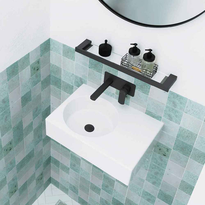 600*425*150mm Fienza Reba Gloss White Ceramic Rectangle Wall Hung Basin