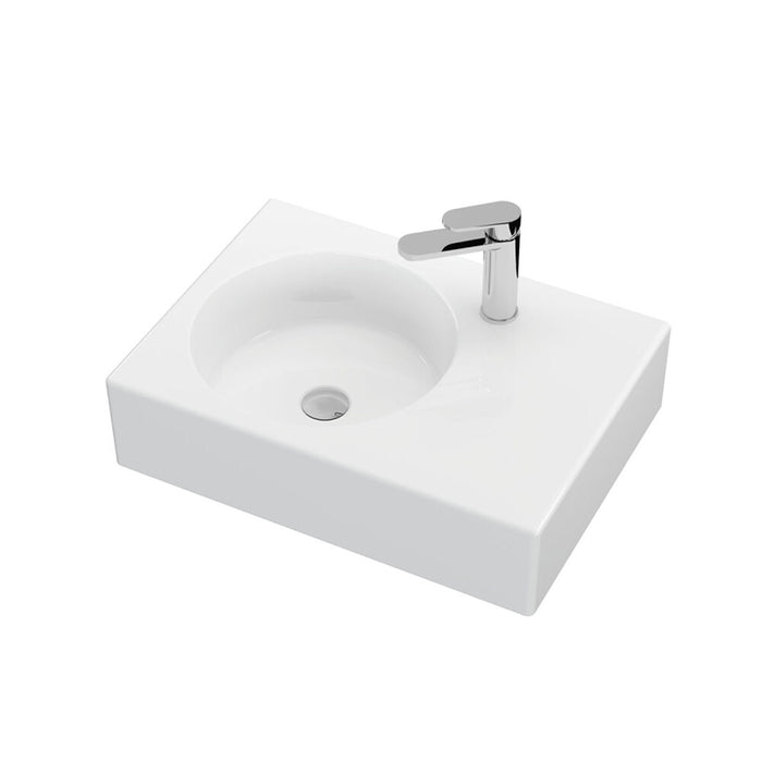 600*425*150mm Fienza Reba Gloss White Ceramic Rectangle Wall Hung Basin