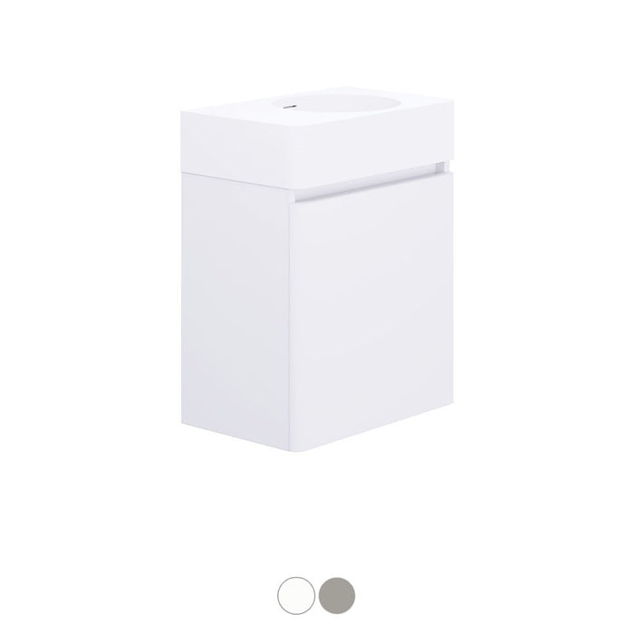 470*300*590mm Fienza Encanto Thermo-Laminated Wall Hung Vanity With Solid Surface Basin Top