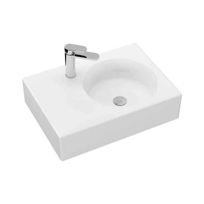 600*425*150mm Fienza Reba Gloss White Ceramic Rectangle Wall Hung Basin