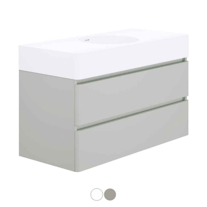 700/1000/1200*450*610mm Fienza Encanto Thermo-Laminated Wall Hung Vanity With Solid Surface Basin Top
