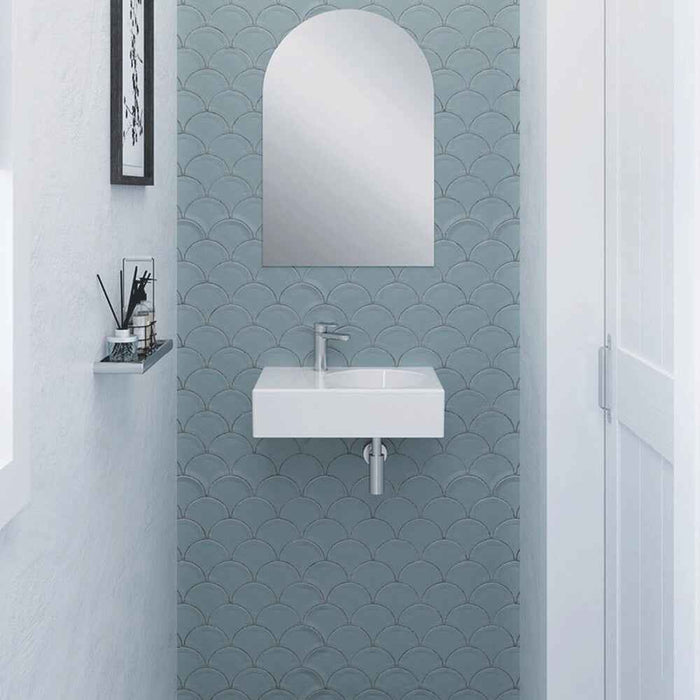 600*425*150mm Fienza Reba Gloss White Ceramic Rectangle Wall Hung Basin