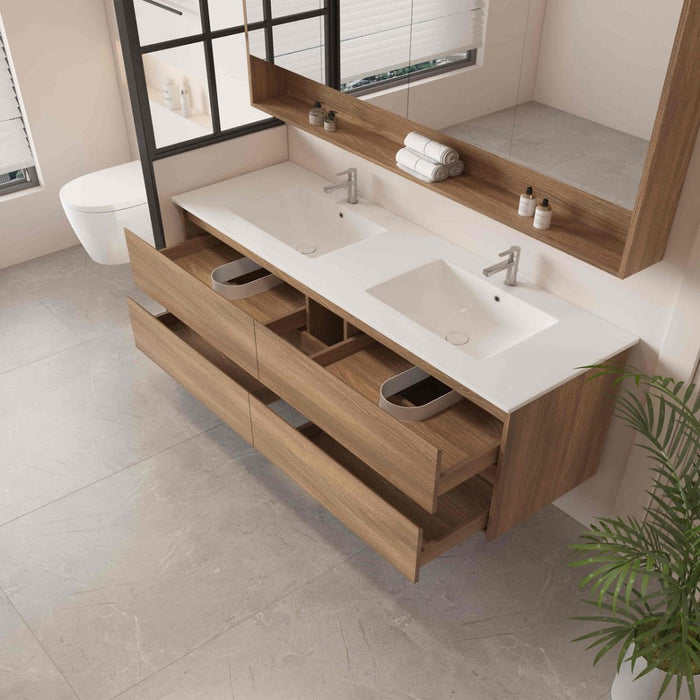 600-1500*450*560mm Mercio Hera Elegant Oak MDF Wall Hung Vanity