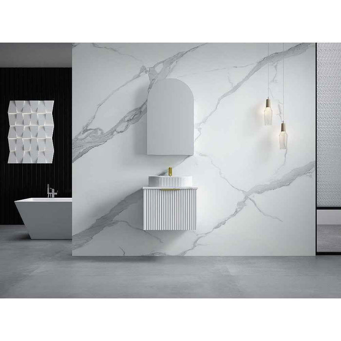 600-1500*455*830mm Infinity Thena White High-Moisture Resistant Plywood Fluted Wall Hung Bathroom Vanity